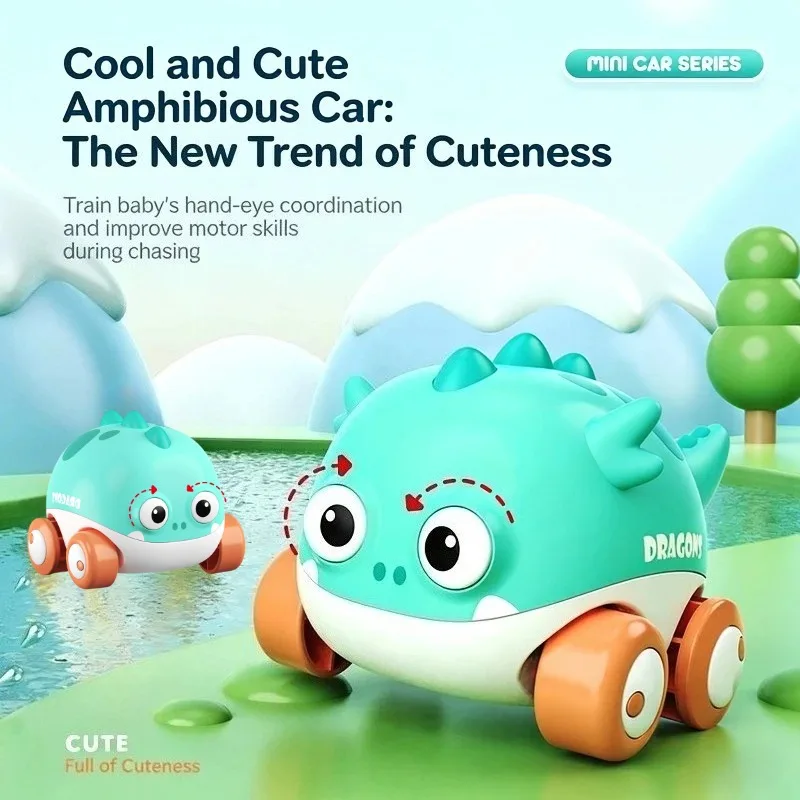 Baby Power Car Amphibious Multi Gameplay Cute Dinosaur Clockwork Car Baby Water Play Toy Exercise Hand Eye Coordination Ability