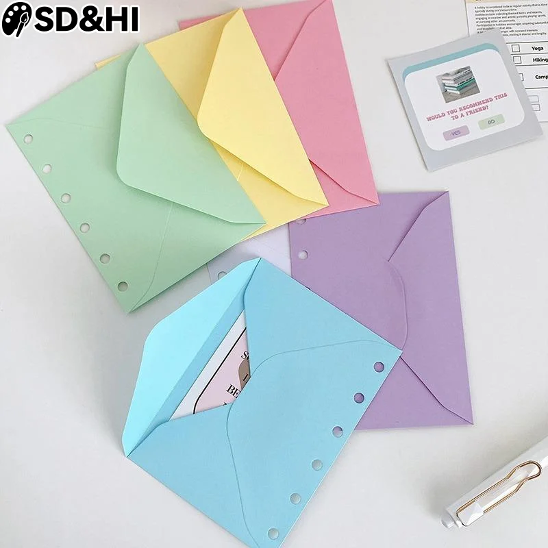 

5Pcs Cute Fashion Opening Pockets Binder Folders Removable Binder Storage Bag Cash Budget Bag Colorful Envelope Storage Bag