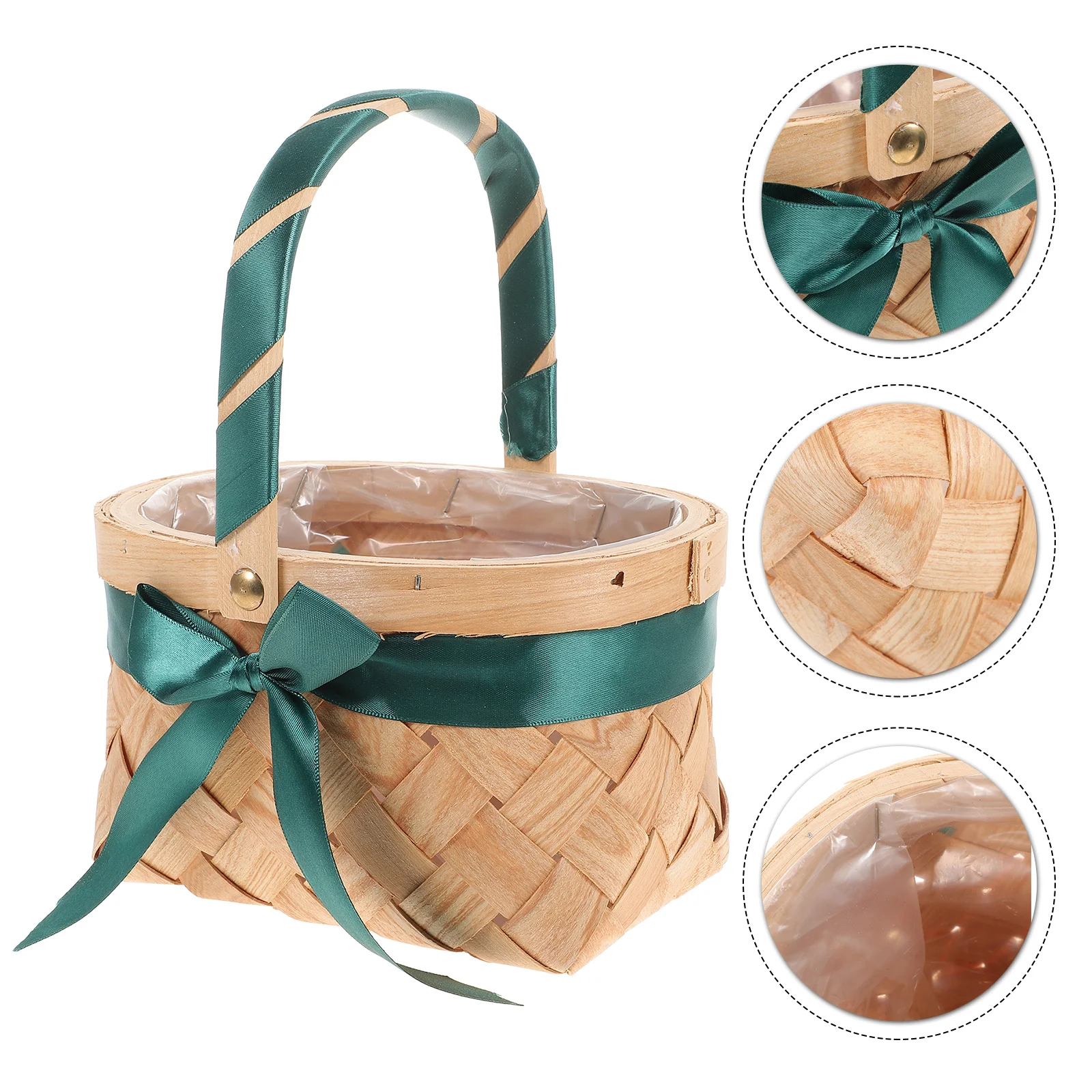 s Wicker Baskets 19x15x10 Green Ribbon Small Bridal Shower Favors Wedding Party Baby Fruit Flower Storage Picnic Handheld