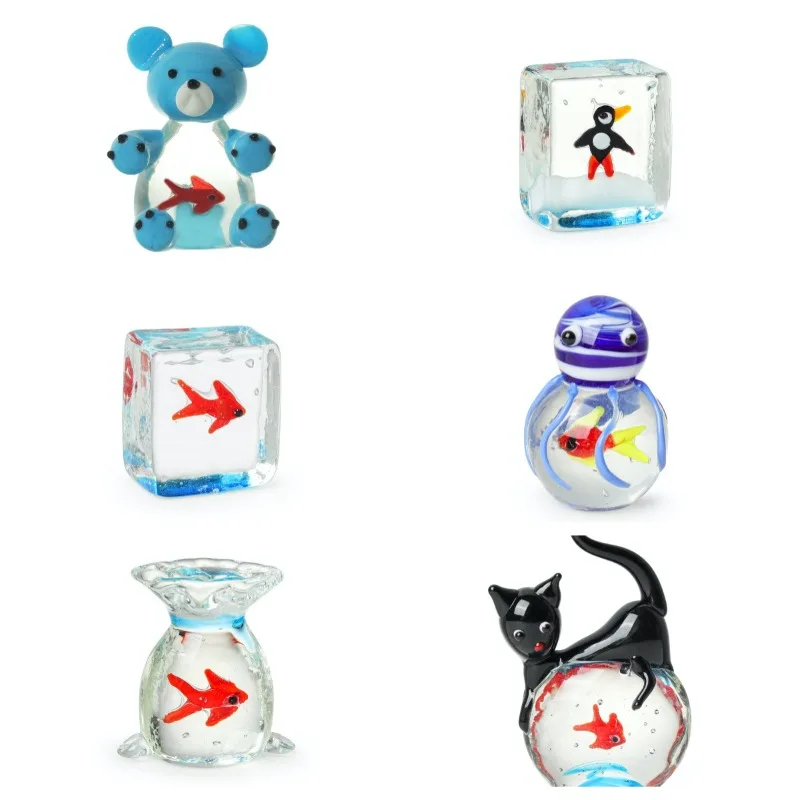 

Mini Pocket Fish Ornaments Living Room Tabletop Ornament Black Cat Ornaments Office Desktop Glass Fish Delicate
