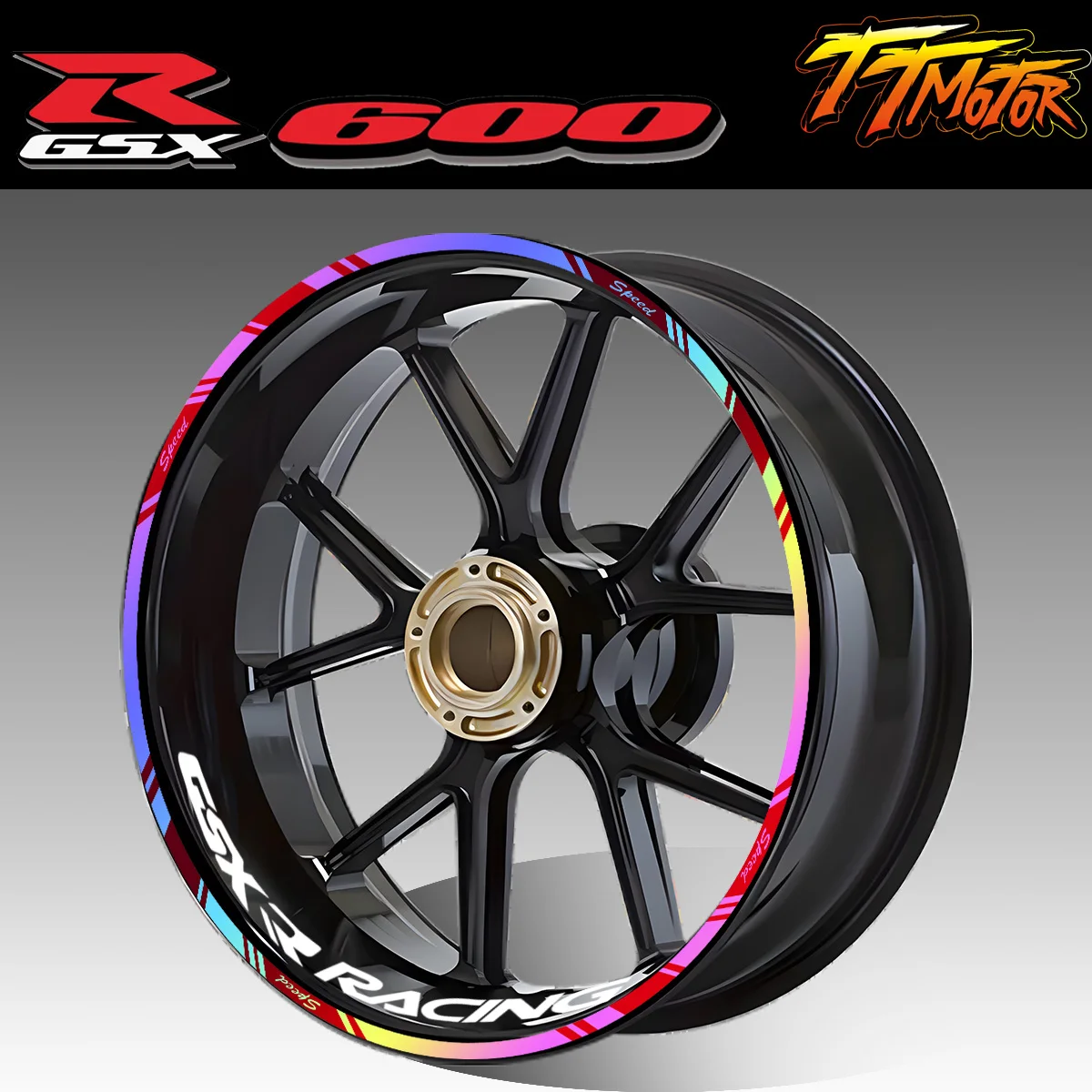 

For Suzuki GSXR 600 GSX-R Moto Accesorios Stickers Rainbow Wheels Tire Hub Rim Motorcycle Accessories Tape Decals