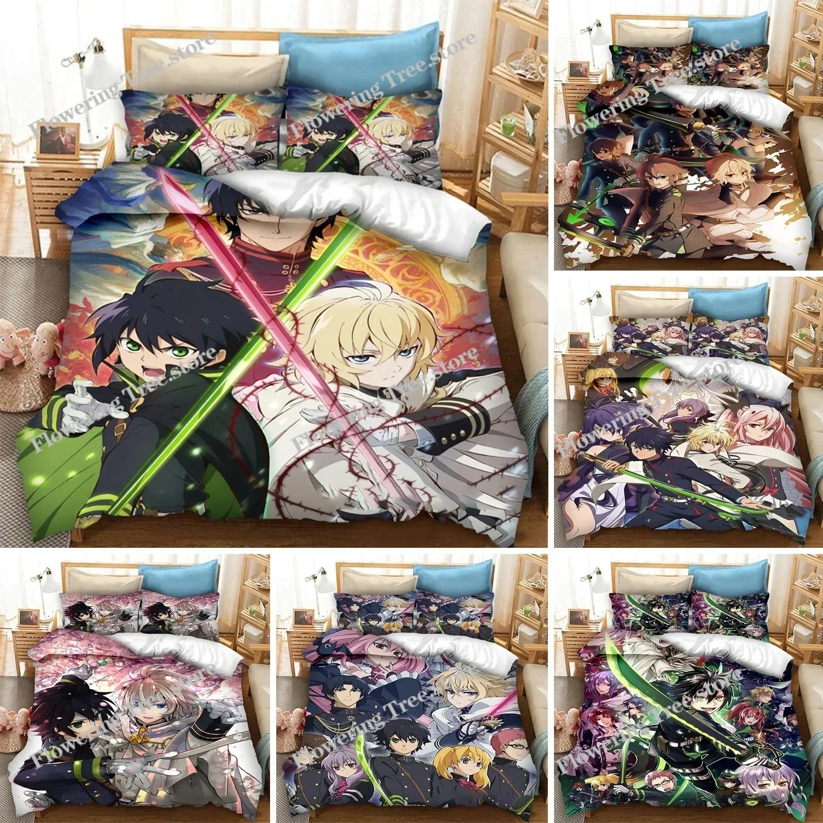 

Anime Seraph of the End Bedding Set Duvet Cover Bedroom Comforter Covers Single Twin King Size Quilt Cover Home Textile
