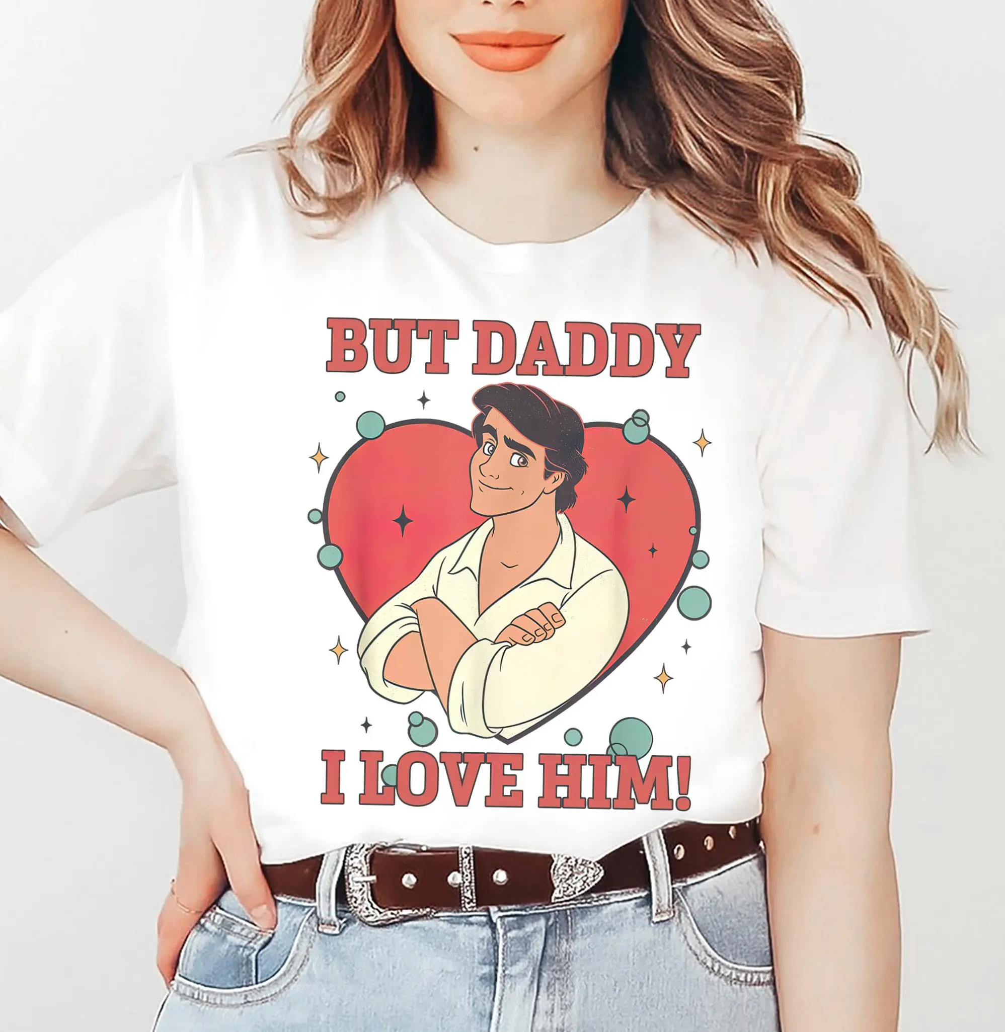 قميص ديزني برينس إريك بوت دادي، قميص أنا أحبها، تي شيرت حورية البحر الصغيرة، تي شيرت الأمراء أرييل، قمصان هدية عيد الميلاد #2