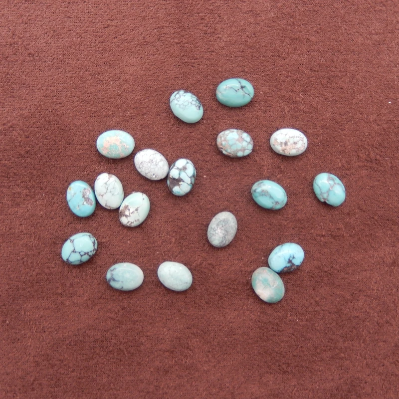 

18PCS Natural Turquoise Oval Cabochons Set – Varied Blue-Green Gemstones with Matrix Patterns for Jewelry Making & DIY Crafts
