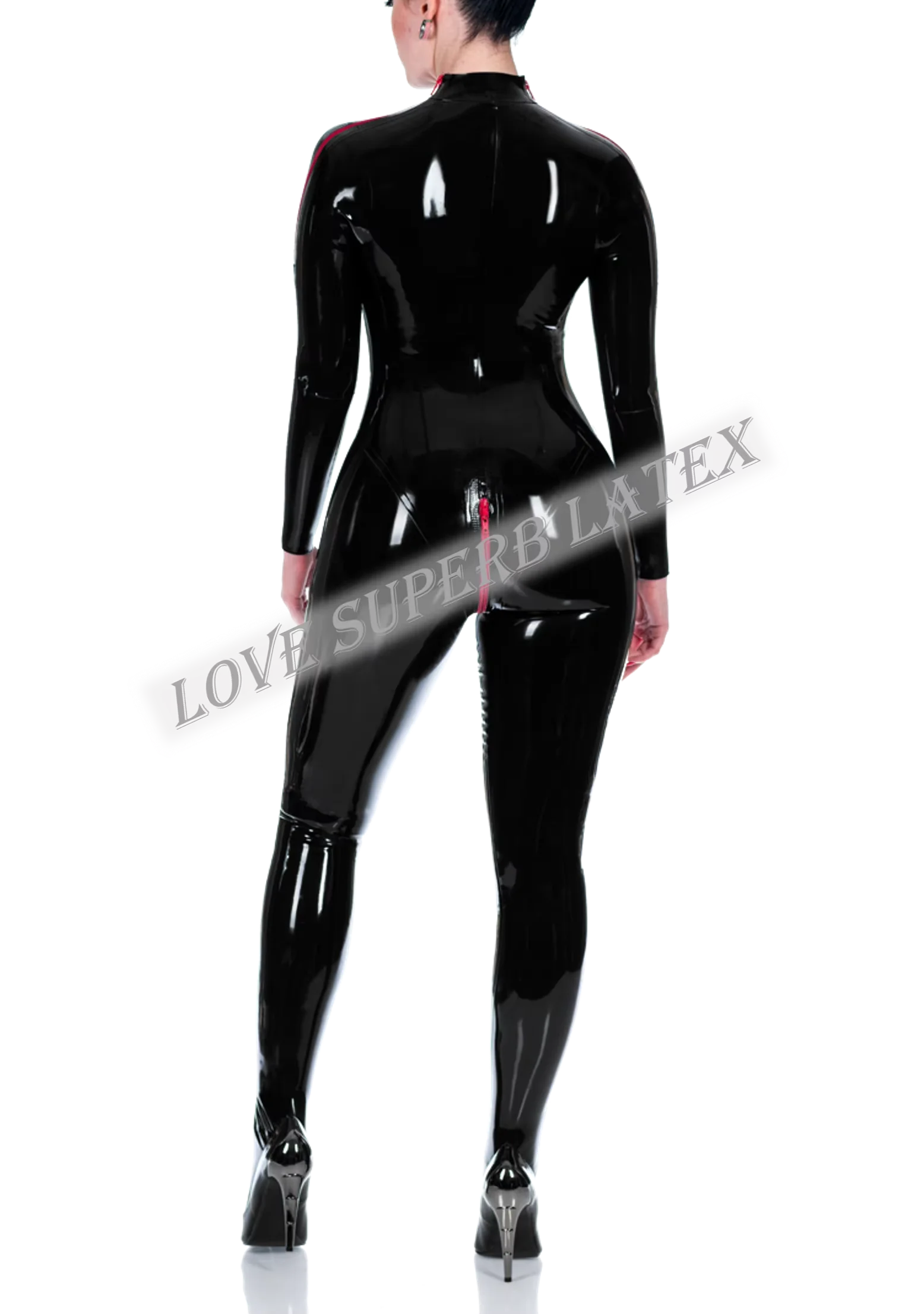 Catsuit de látex de goma para mujer, cremallera de doble hombro con cremallera en la entrepierna, ropa Sexy para discoteca personalizada