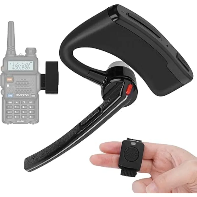 

Walkie Talkie Bluetooth Headset with Finger PTT Compatible K Plug for BaoFeng UV-5R UV-82 Kenwood TYT Wouxun Btech Radios