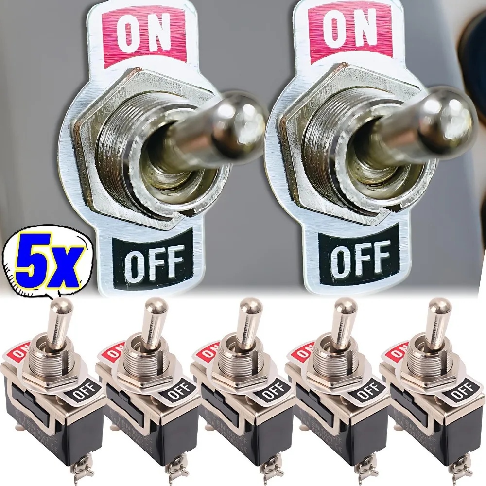 

5/1 шт. сверхмощный кулисный переключатель для автомобиля, лодки, 15A, 250 В, 2-контактный кулисный переключатель SPST ВКЛ/ВЫКЛ с водонепроницаемым кулисным переключателем Boot Spst