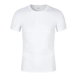 Summer Pure White 180g CVC Cotton Short Sleeves Round Neck Men's T-shirt Advertising Shirt Cultural Shirt Logo Printing Factory 