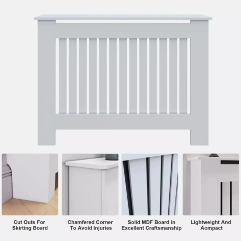 White Wood Radiator Cover MDF Grill Shelf Cabinet Modern Traditional Furniture 78cm