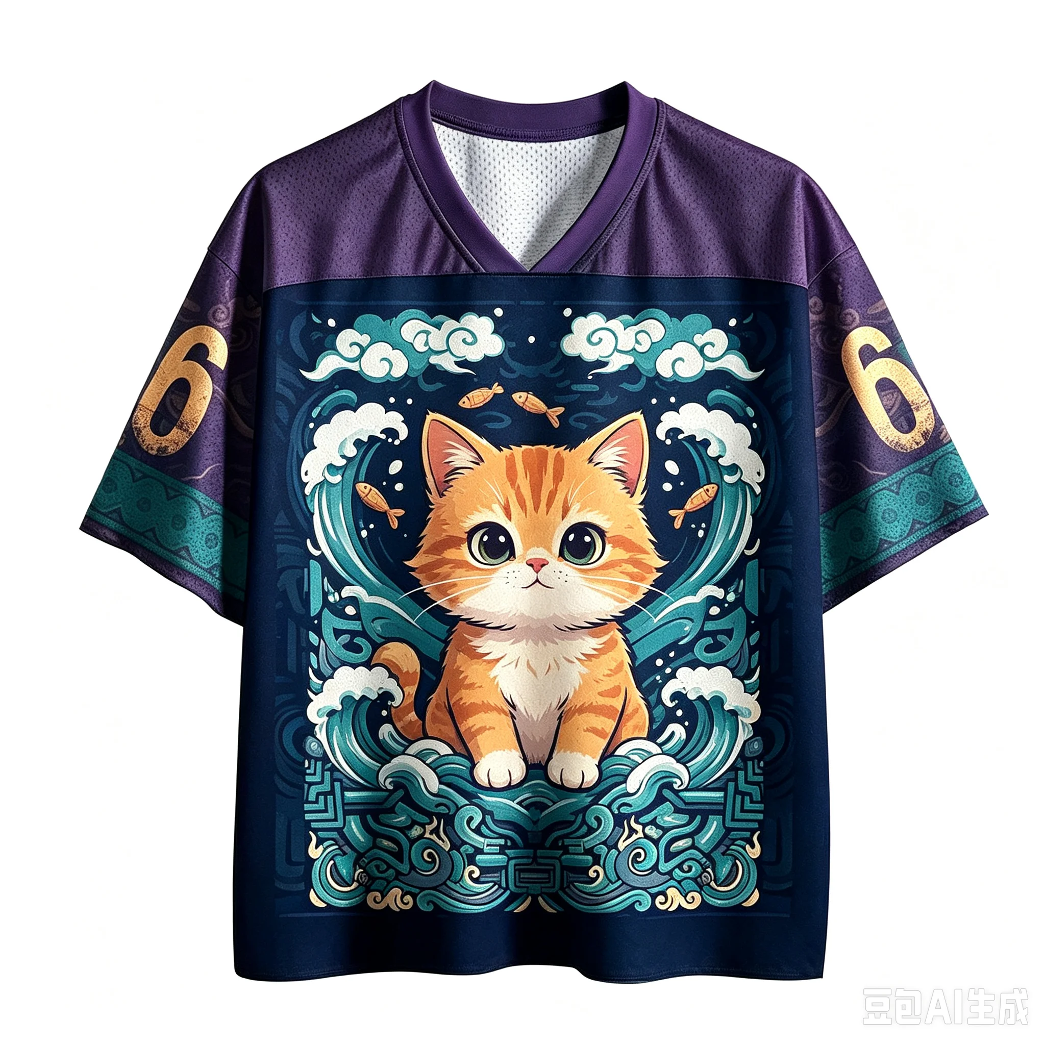 3D-Druck Herren Damen Japanische Glückskatze Maneki Neko Vollprint V-Ausschnitt Jersey T-Shirt Sommer Locker Lässig Streetwear Kurzarm-T-Shirt – Detail 10