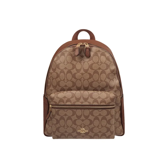 COACH Charlie Coated Canvas Backpack Women's Khaki 58314-IME74