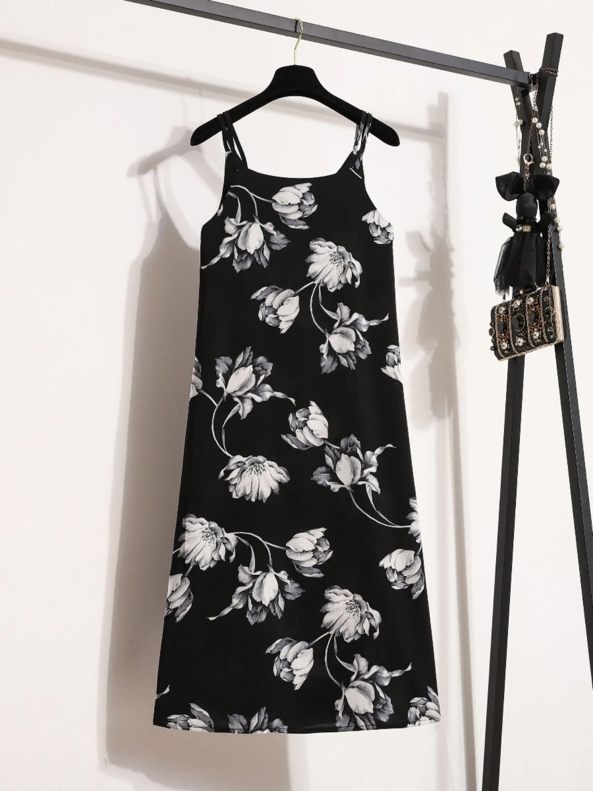 Plus Size Zomer 2024 Dames Chiffon Dr Bloemenprint Off-shoulder A-lijn Jurk Ele Afslanken Loose Fit Vloerlengte