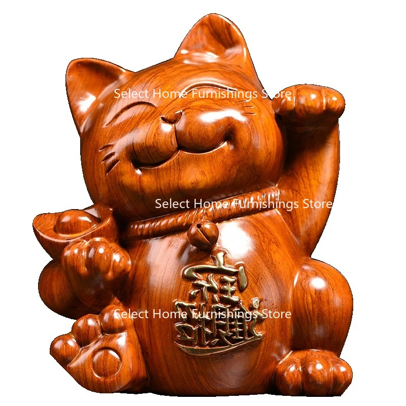 

Подходит для резьбы по дереву, украшения Lucky Cat из массива дерева, большой подарочный магазин, касса, страница для дома, гостиной, богатый кот, открытый