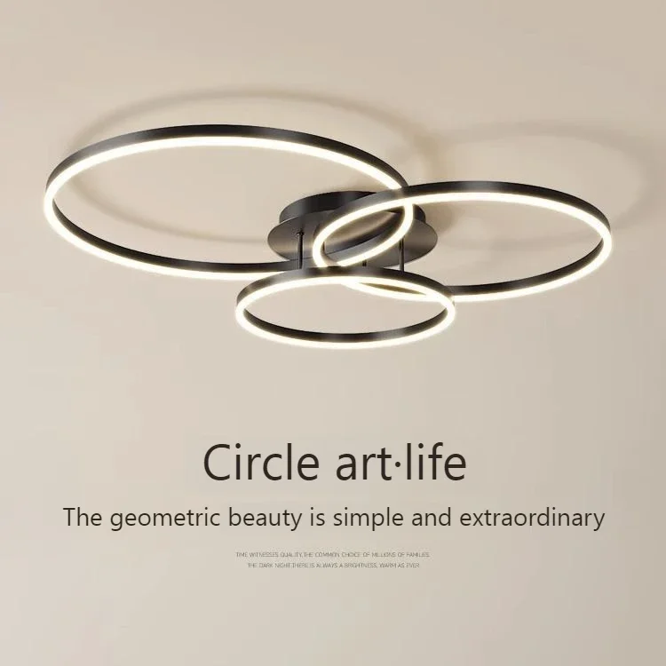 

Nordic Creative Round Household LED Chandelier Three Colors Lamp Modern Style Ceiling Lamp Bedroom Light Dining Room Lamp