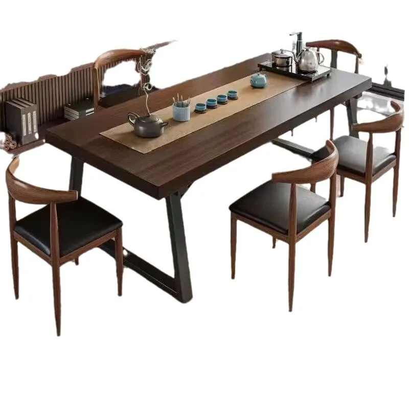 

One table and five chairs, with tea set, new Chinese style, living room, tea table, office