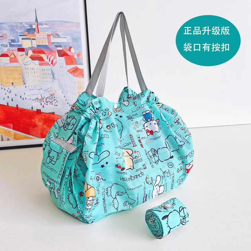 

Дорожная сумка Hello Kitty для переноски, мультяшная Женская Эко сумка для покупок, ультра-яркая портативная большая сумка-слинг через плечо