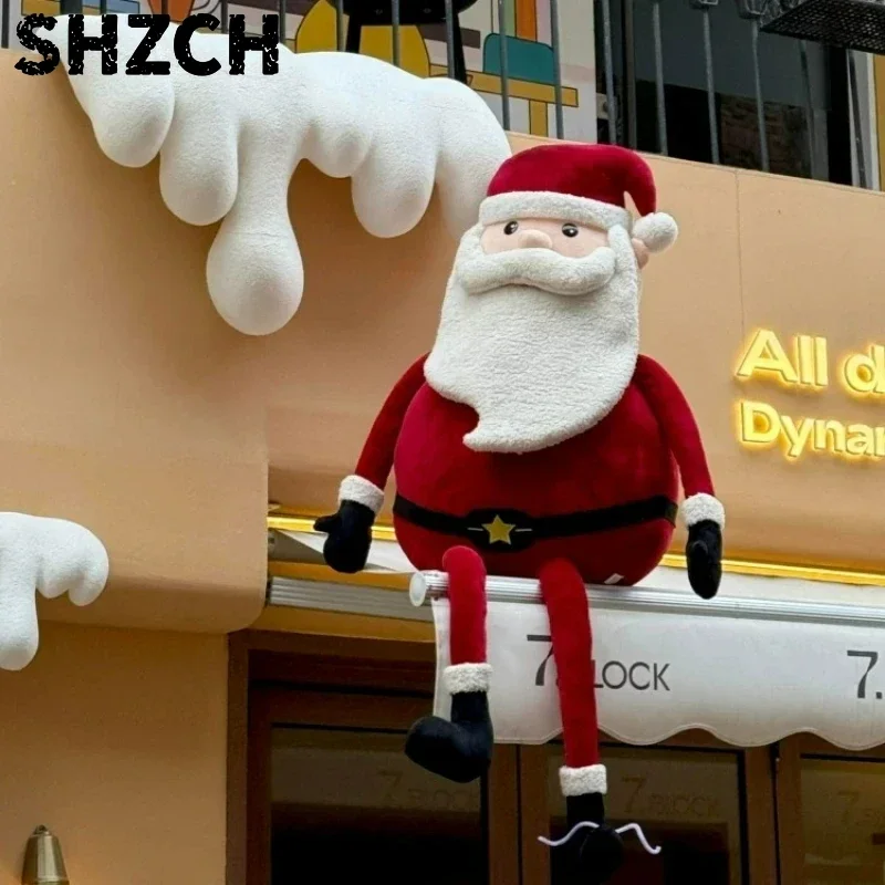 Long Legged Santa Claus Doll Storefront Mall Window Christmas Decoration Scene Prop and Festive Home Shop Daily Useful Pack Sets