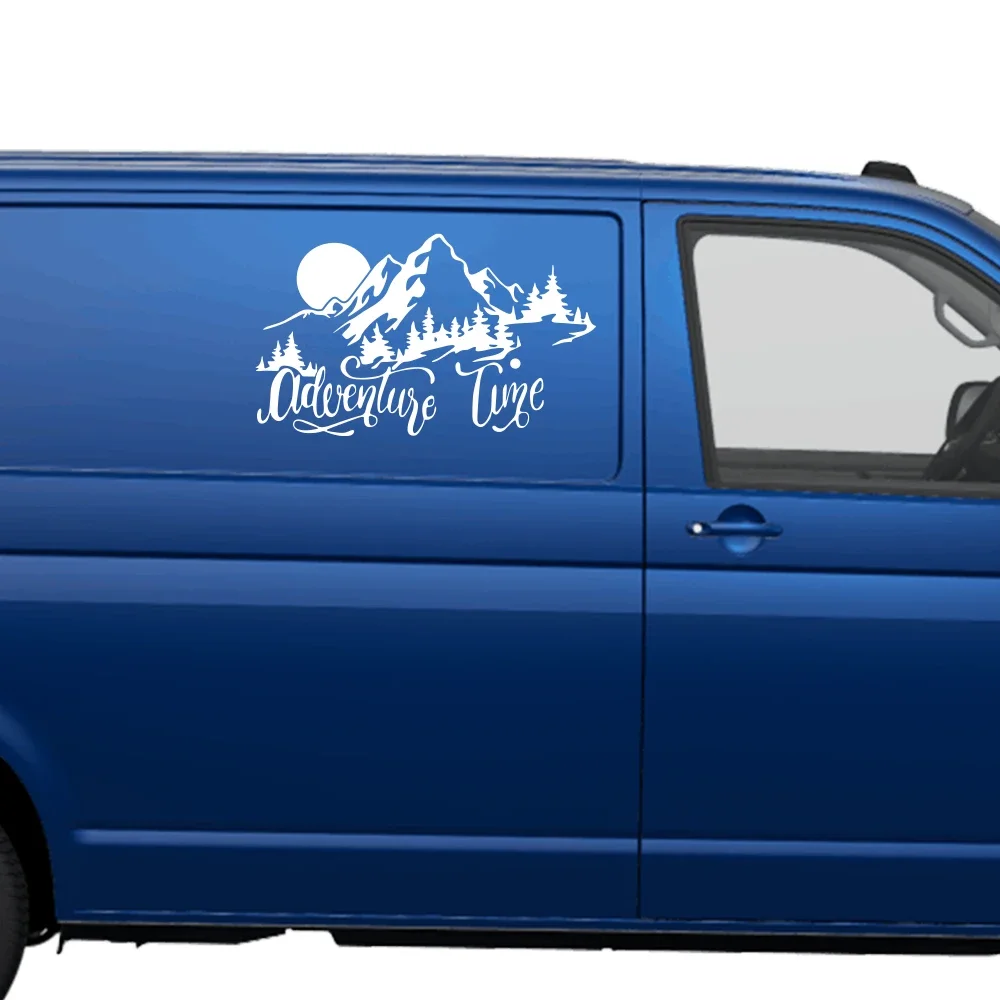 Adventure Time Mountain Nature Car Door Side Sticker For Van SUV Camper Caravan Cargo Motorhome RV Auto Body Decor Accessories ﻿