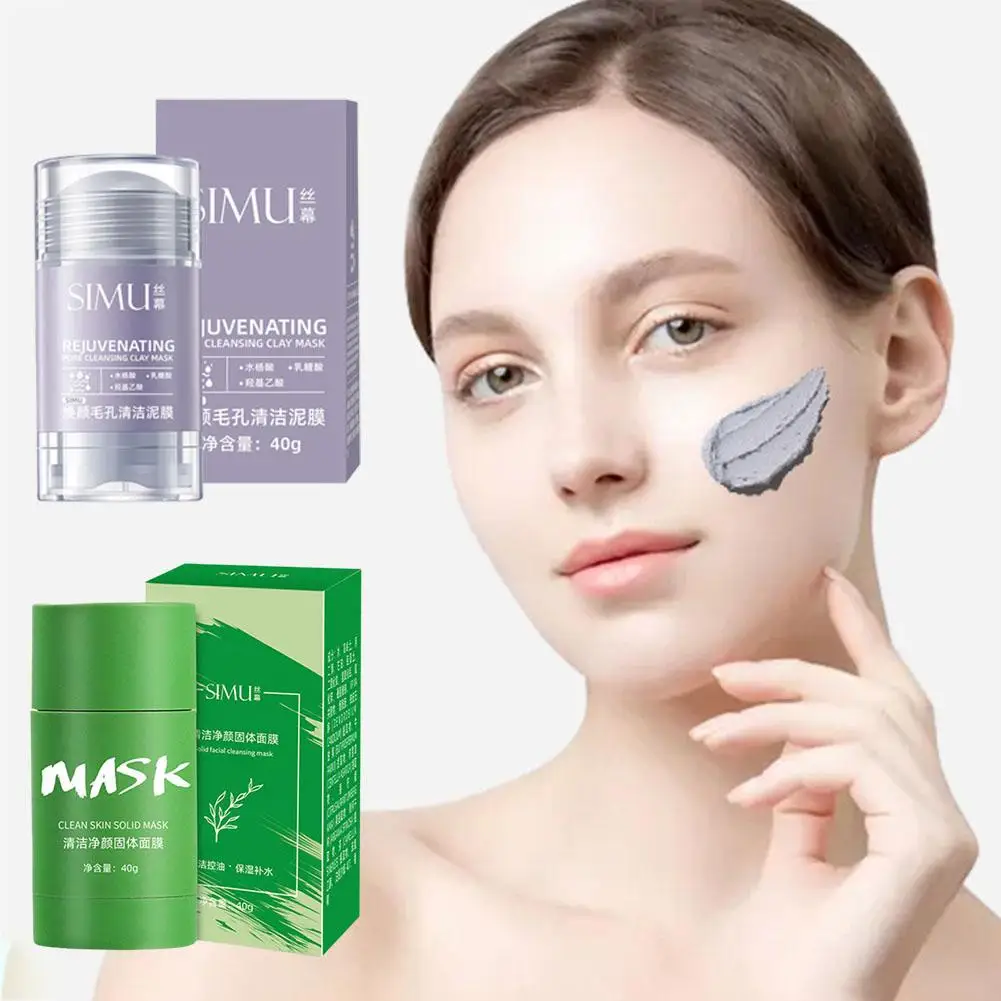 40g Cleansing Green Tea Bar Mask Cleansing Mud Bar Control Whitening Shrinkage Acne Mask Skin Care Anti Oil Pore Acne Eggpl R8Y5