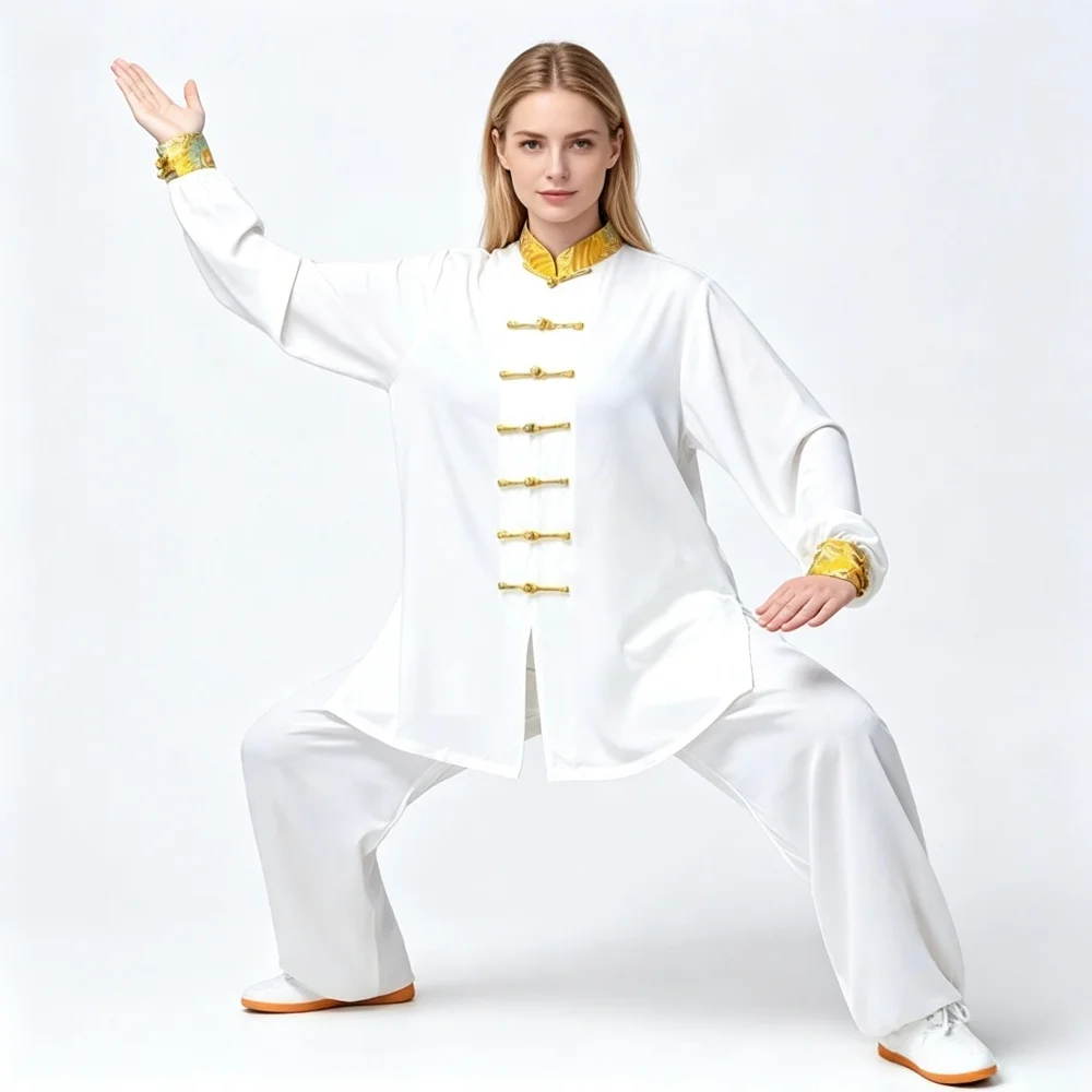 Cotton Tai Chi Uniform for Women Traditional Kung Fu Suit Long Sleeve With Frog Buttons Spring Summer Martial Arts Clothing
