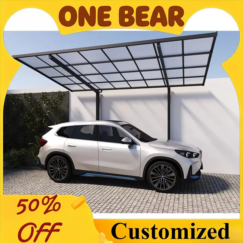 Modern Outdoor Rustproof Aluminum Pergola Fixed Roof Wind & Sun Resistant Parking Carport For Household Garden Application