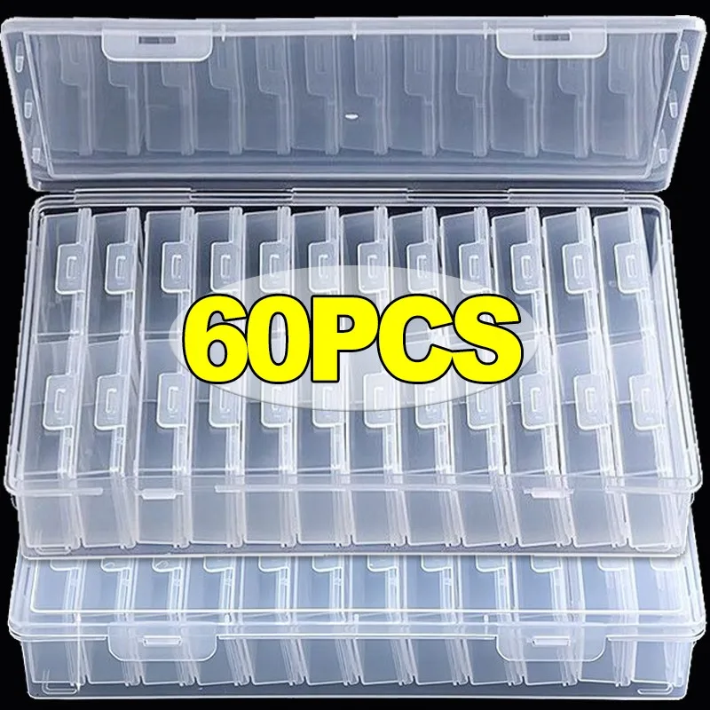 Caja artesanal para decoración de uñas, cajas de almacenamiento de cuentas de joyería transparentes con organizador multicompartimento, diseño apilable a prueba de polvo