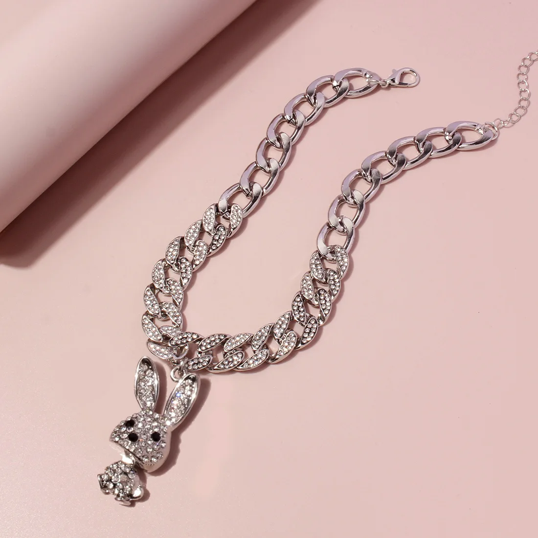 DIY accessories European and American fashion rabbit necklace with diamonds animal rabbit pendant women's necklace women NK22790