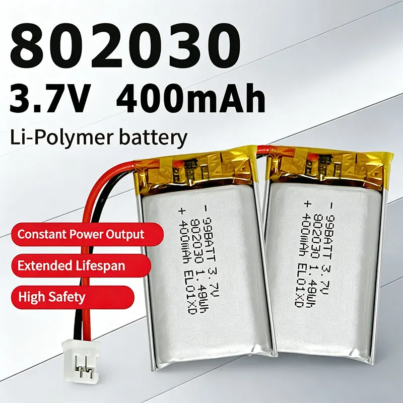 802030 3.7V 400mAh Rechargeable Lipo Battery Lithium Polymer Replacement Cell for RF Beauty Moisturiser Device 1-10pcs