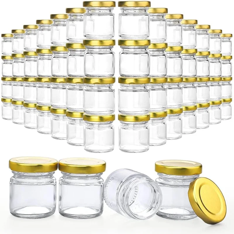 60PCS Small Glass Jars with Lids,1.5oz Mini Honey Jars,Candle Jar for Candle Making for Gifts,Crafts,Spices,Wedding,Party Favors