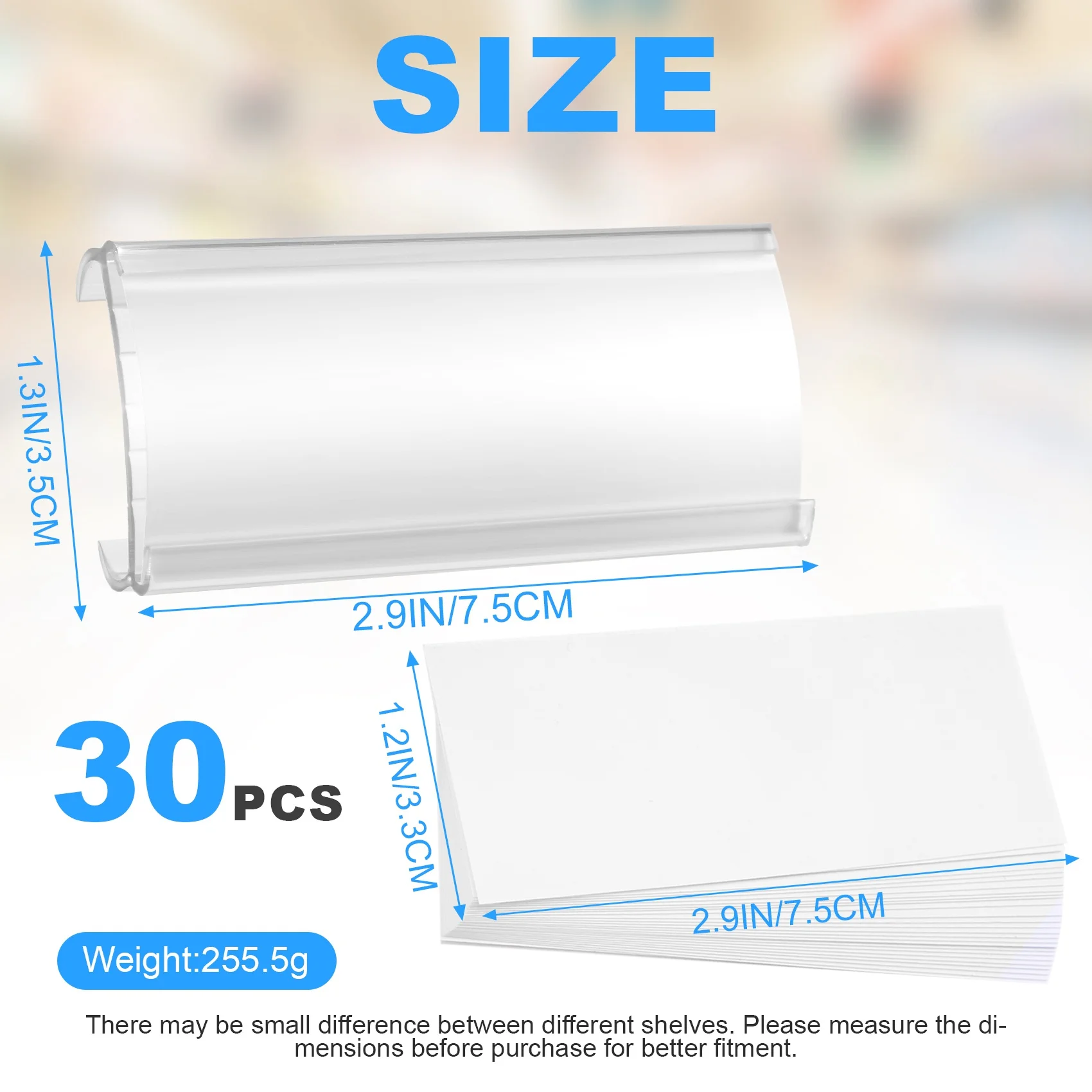 A23E-Wire Shelf Label Holders, 30 Pack Plastic Wire Shelf Label Clips With Label Paper Removable Wire Rack Label Holder