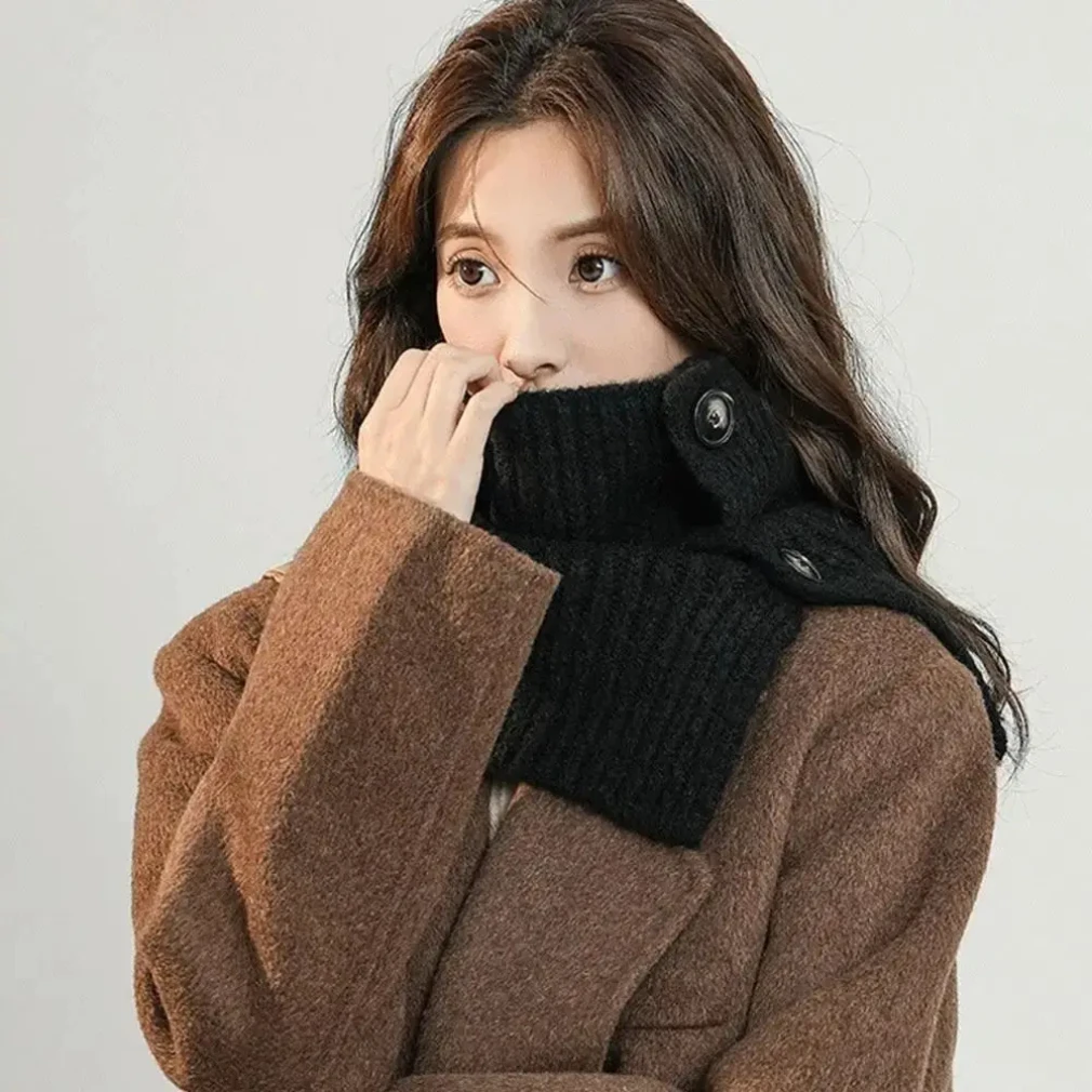 Knitted Fake Collar Scarf Women Warm Turtleneck Neck Warmer Detachable Winter Windproof Scarf