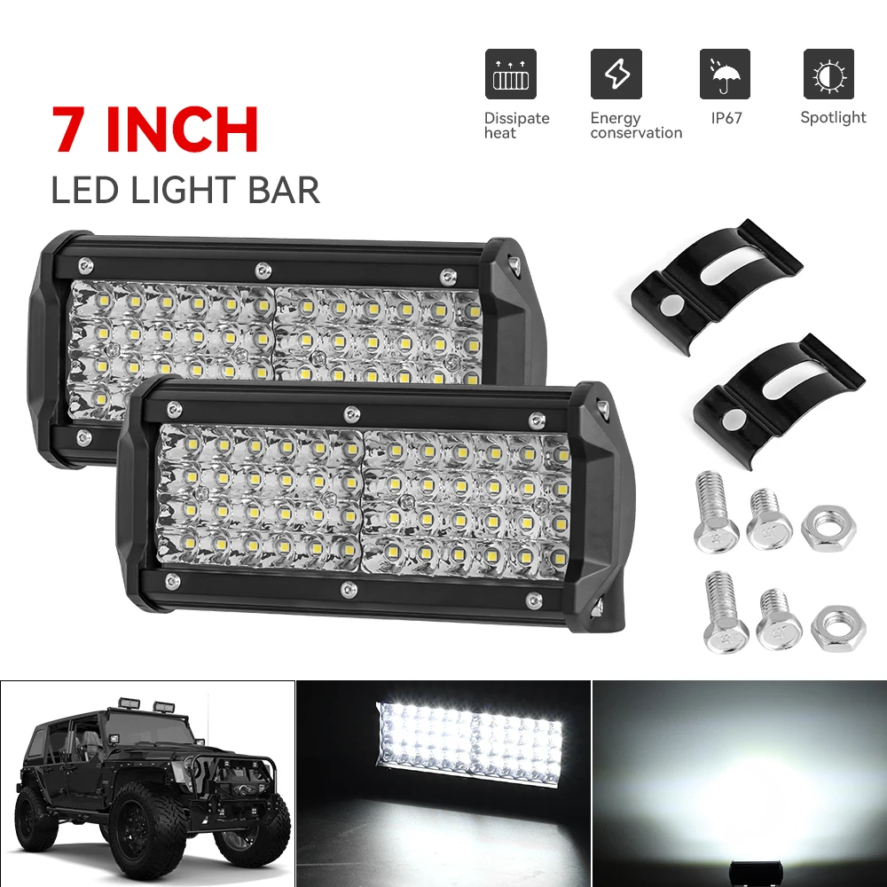 120W 144W LED Bar Offroad Spot Flood Combo Beam LED Light Bar Work Light for 4x4 Truck Car SUV 4WD Boat Barra LED Headlamp