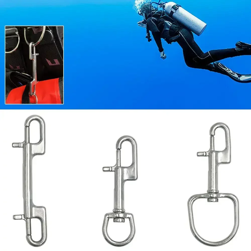 304 Stainless Steel Swivel Eye Bolt Spring Snap Hook Double Head Hook Marine Diving D Ring Snap Hooks With Swivel image 5