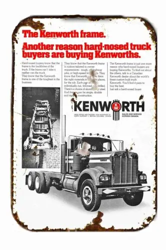 1979 Semi Truck Kenworth  Vintage Advertising  All Metal Tin Sign  8 x 12