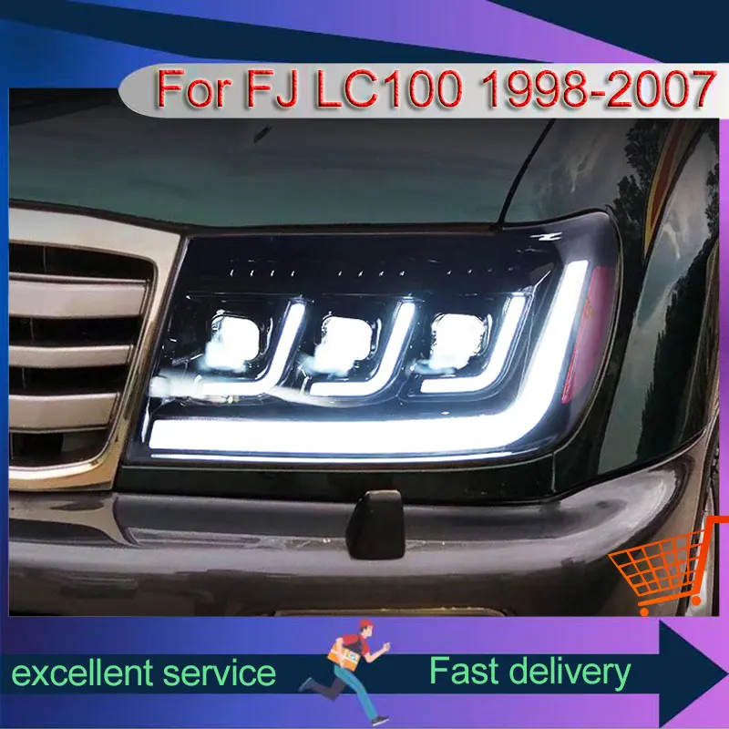 Car Accessories For Toyota Land Cruiser LC100 FJ100 4700 Front Lamp Dynamic 1998-2007 Headlight Signal Highlight LED Automatic