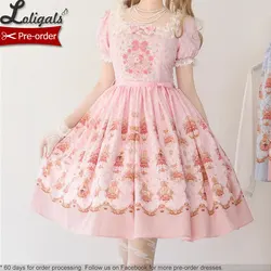 Pre-order Sweet Printed Lolita Dress Casual Short Daily Dress / Skirt ~ Rabbit in the Rose Garden by Strawberry Witch