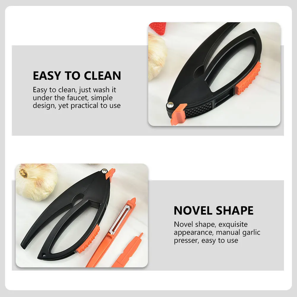

1Set Garlic Press Manual Garlic Masher Kitchen Accessory Ergonomic Handle Quick Crusher Easy Clean Uniform Hole Design