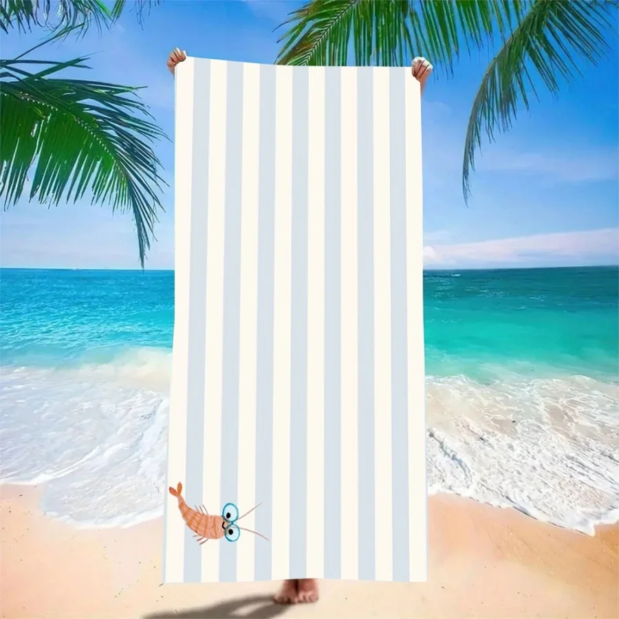 Beach Towel Sand Free Quick Dry Microfiber Summer Vibes Blue White Striped Towels for Adults Pool Swim Camping Travel