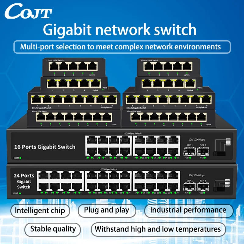 

5/8/16/24port Gigabit Switcht 100/1000mbps Gigabit Switch Enterprise-grade Switch, Monitoring Network Cable Splitter, Metal Body