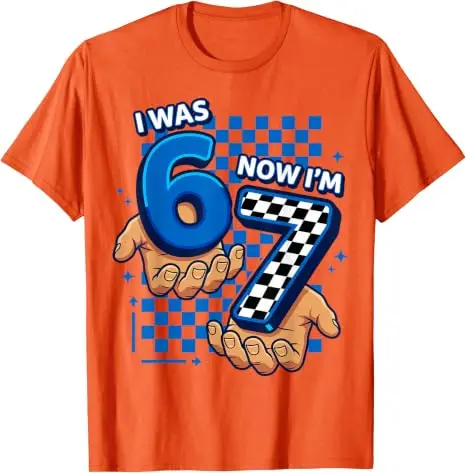 Ich war 6, jetzt bin ich 7. 7. Geburtstag 6 7 Geburtstag Jungen T-Shirt Y2k Mode 67 Six Seven Grafik-Bekleidung Rennsportliebhaber Weiches Baumwoll-T-Shirt – Detail 13