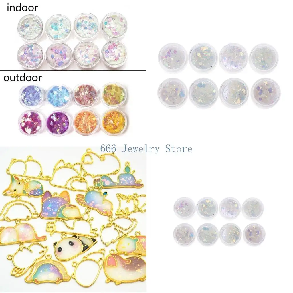 

F2TD Shining Nail Glitter Power Auroras Flakes Sequins Paillette Crystal Holographic Nail Pigment Dust Powder Nail Decoration