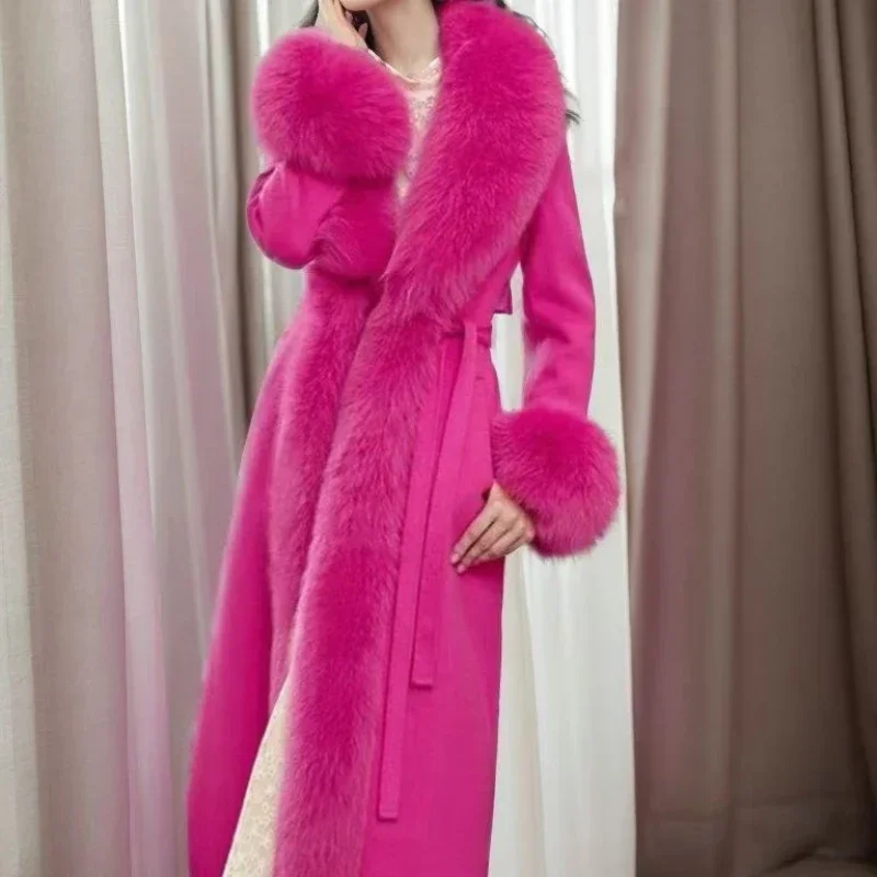 جديد إمرأة شتاء فو مارتن معطف الفرو سترات طويلة معطف الموضة كبير الفراء طوق سترة فضفاضة الحد من العمر أبلى JJ133