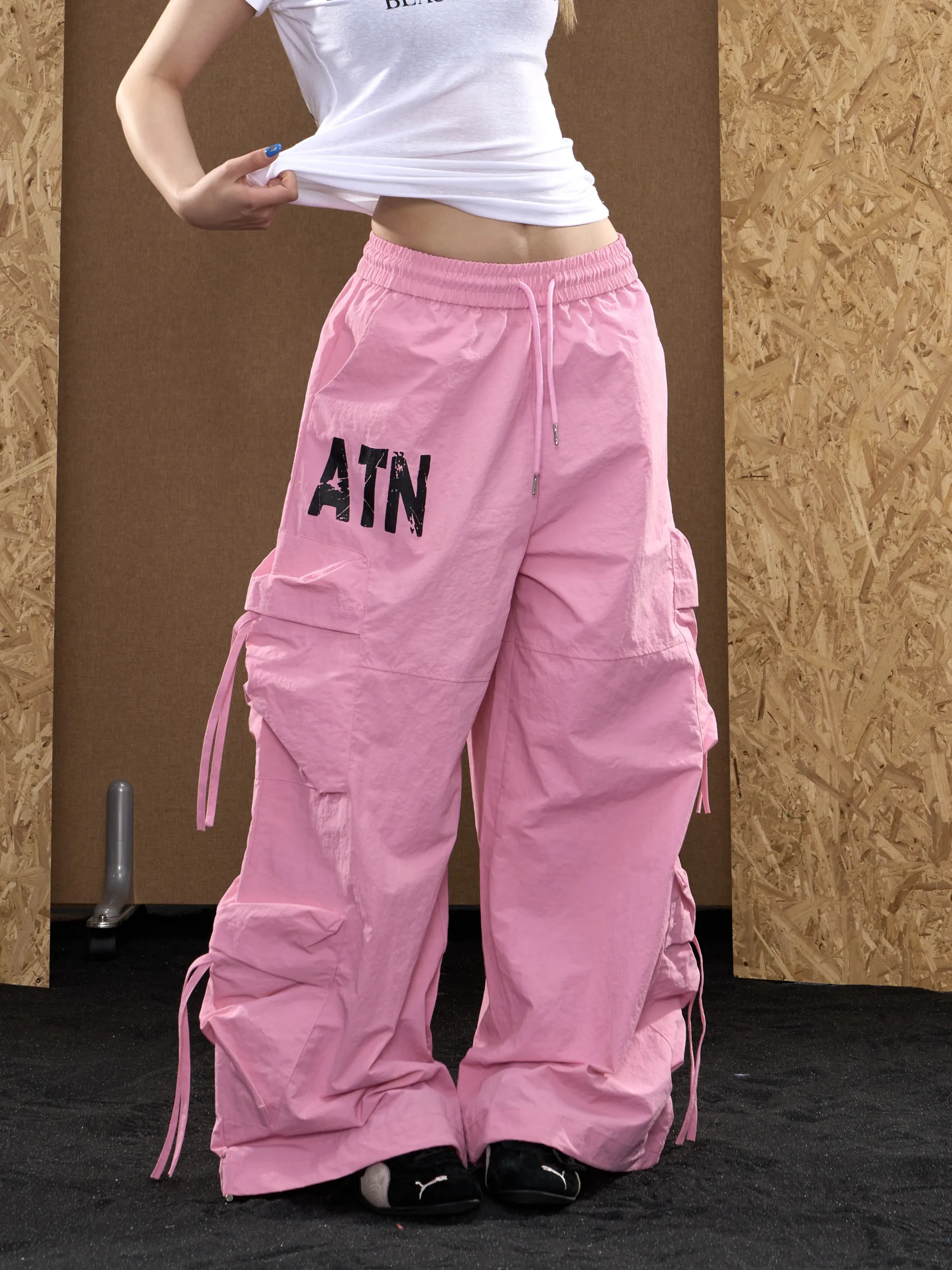 

Onlpp American Retro Multi-Pocket Work Pants Women Summer Loose Drawstring Wide Leg Casual Pants Versatile Casual Trousers