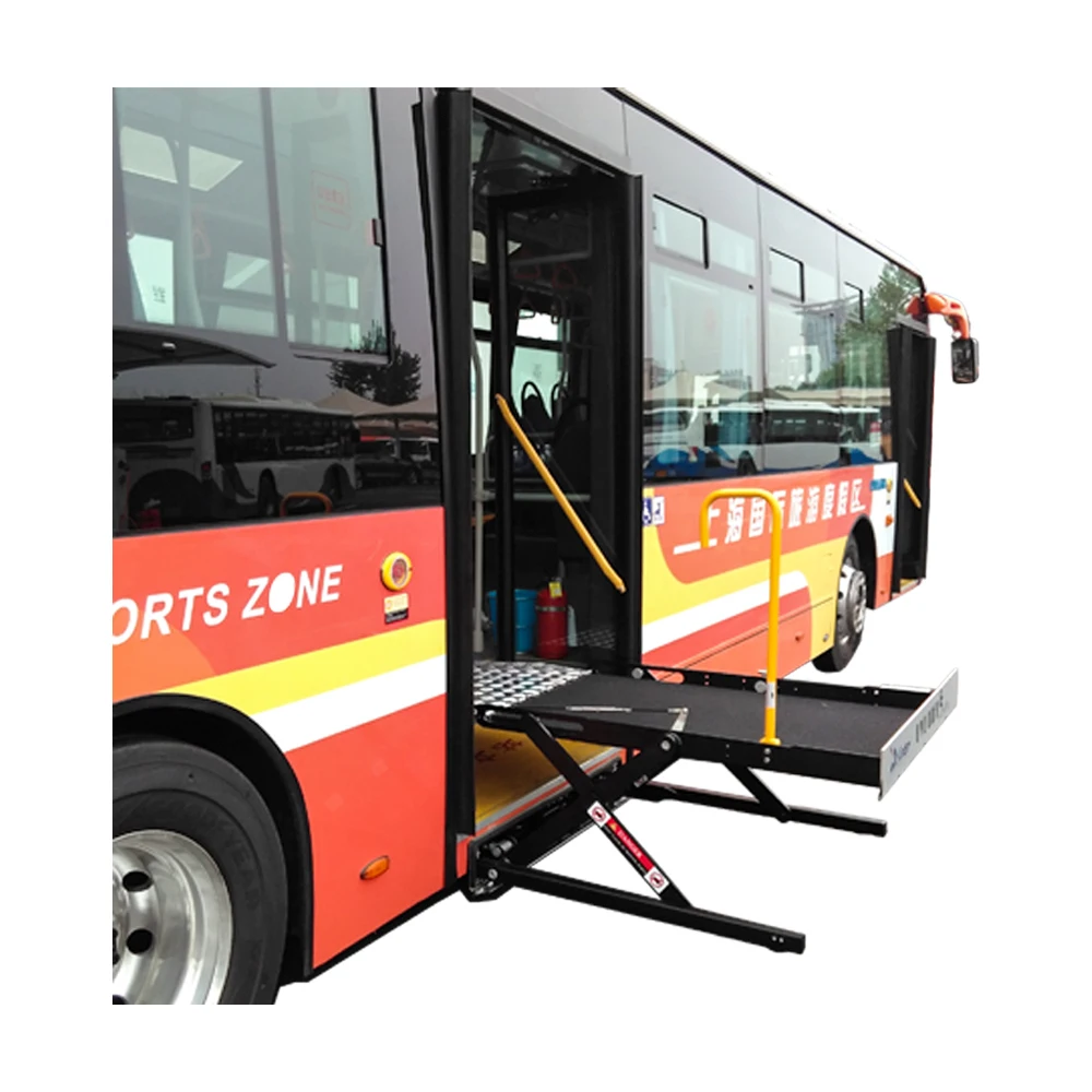 Hydraulic wheelchair lift platform for bus minibuses and installed in bus luggage
