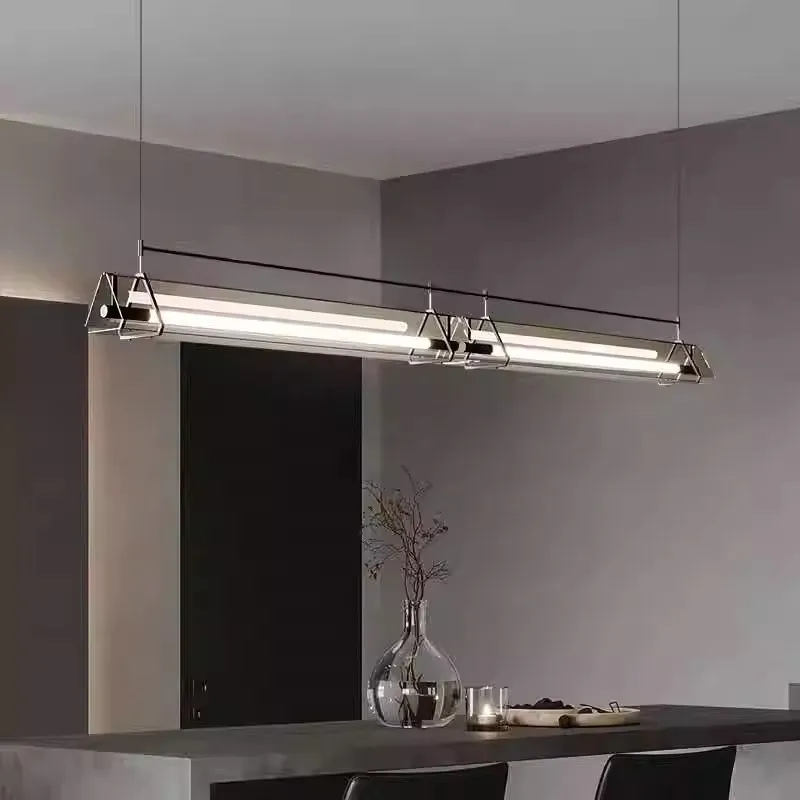 Modern minimalist restaurant chandelier designer bar counter dining table tea room Italian minimalist strip one-word lamp