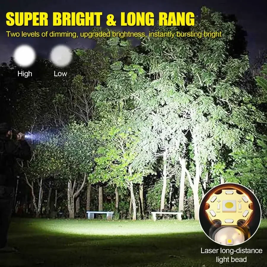 Super Bright Upgrade-LED Flashlight USB Rechargeable Flashlights with Adjustable Focus Outdoor Emergency Light Portable Torch