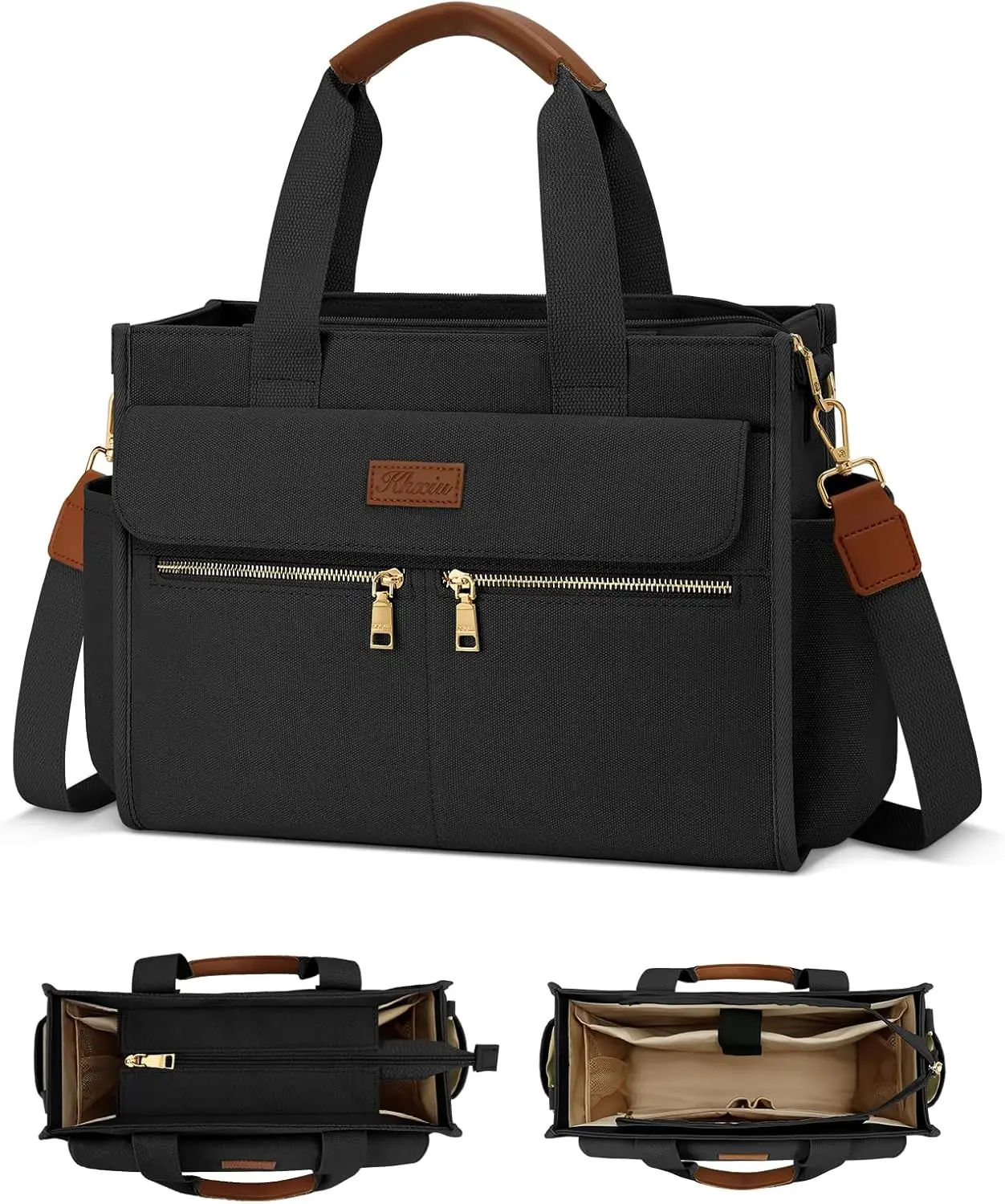 

Большая холщовая сумка-тоут для женщин с молнией и отделениями для работы, учебы, Библии, ноутбука, сумка через плечо