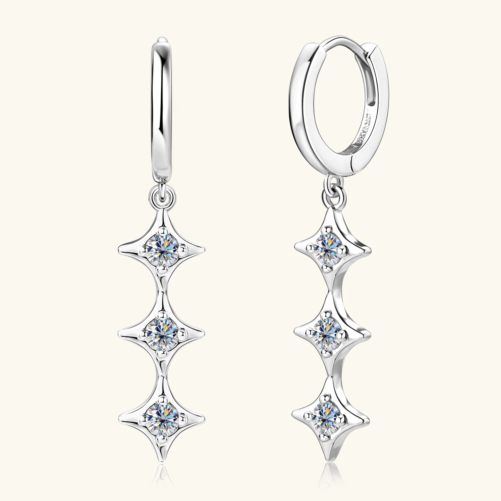 Sweetrain 18K Gold Plated Moissanite Drop Earrings 925 Sterling Silver Long Dangle Huggie Earrings for Women Trendy Jewelry 2024 image 4