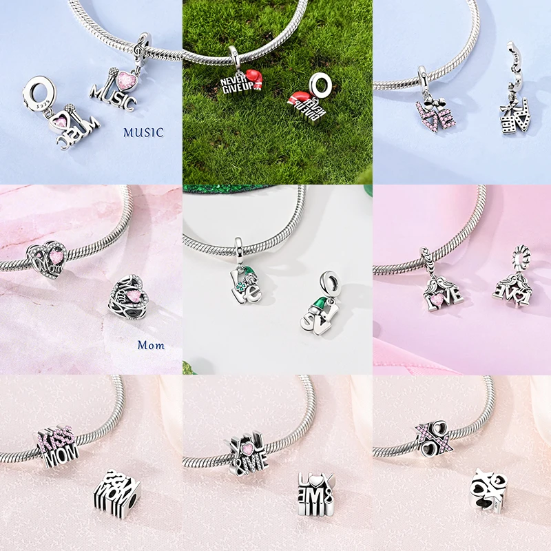 2026 Neue Mutter-Charms aus 925 Sterling Silber, Schwester-Familien-Liebesherz-Perlenanhänger, passend für europäische Armbänder, DIY-Schmuckgeschenk für Frauen – Detail 2