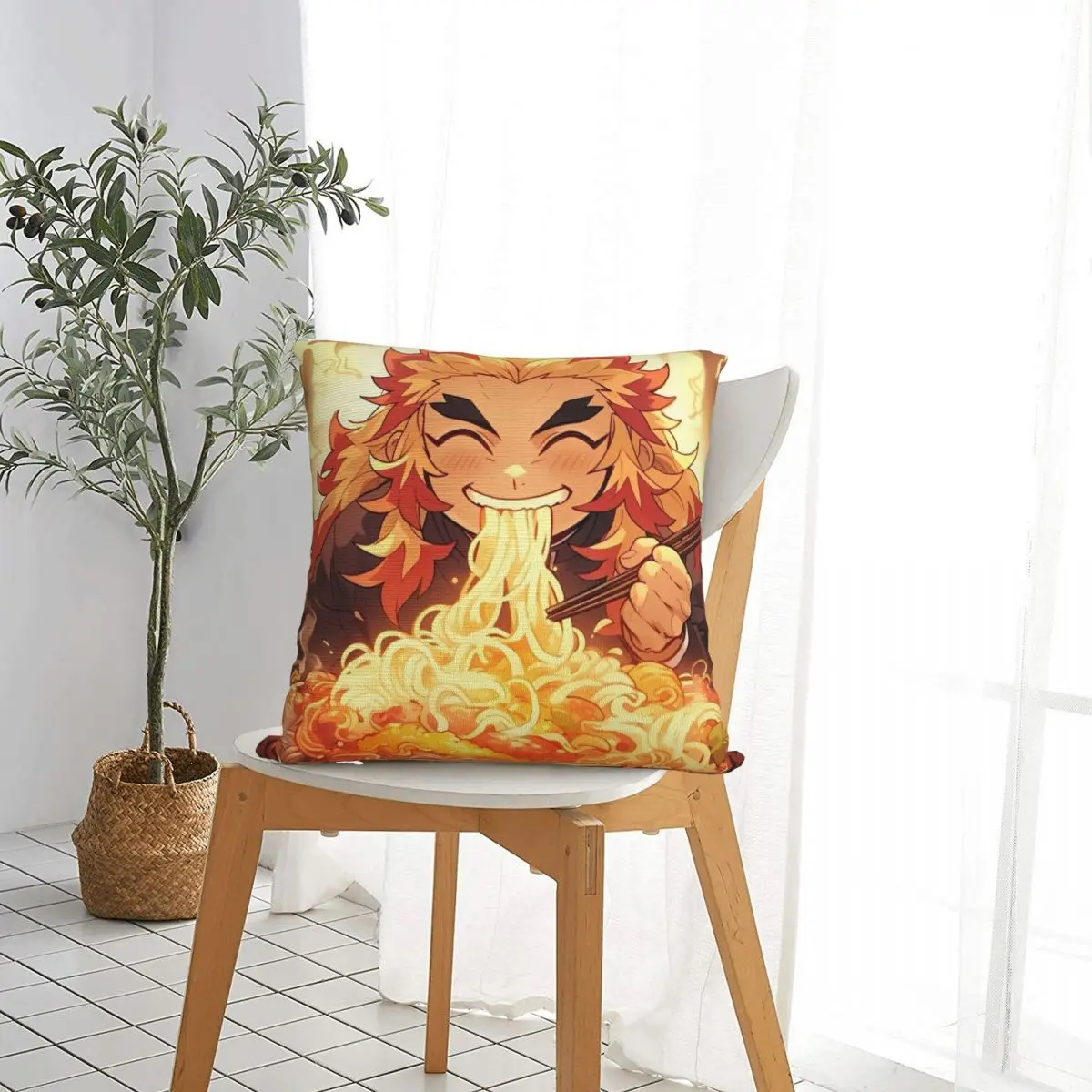 Flame Hashira Kyojuro Rengoku Throw Pillow Cover Decorative Pillow Anime Demon Slayer Custom Cushion Covers